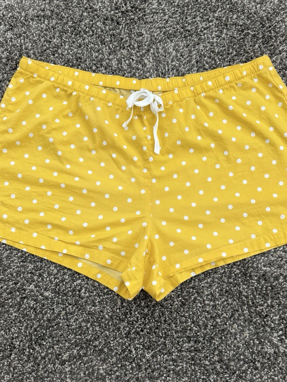 Old Navy Poplin Sleep B Yellow Polka Dot Cotton Shorts Size Large Like New